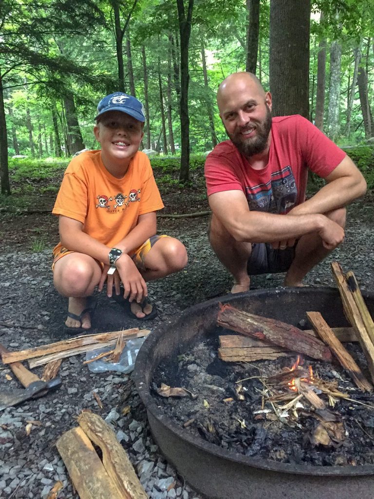 Building a Fire at Elkmont Campground Smoky Mountains