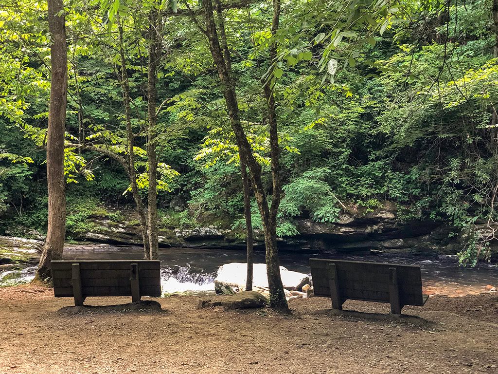 Benches on the Deep Creek Waterfalls Hike