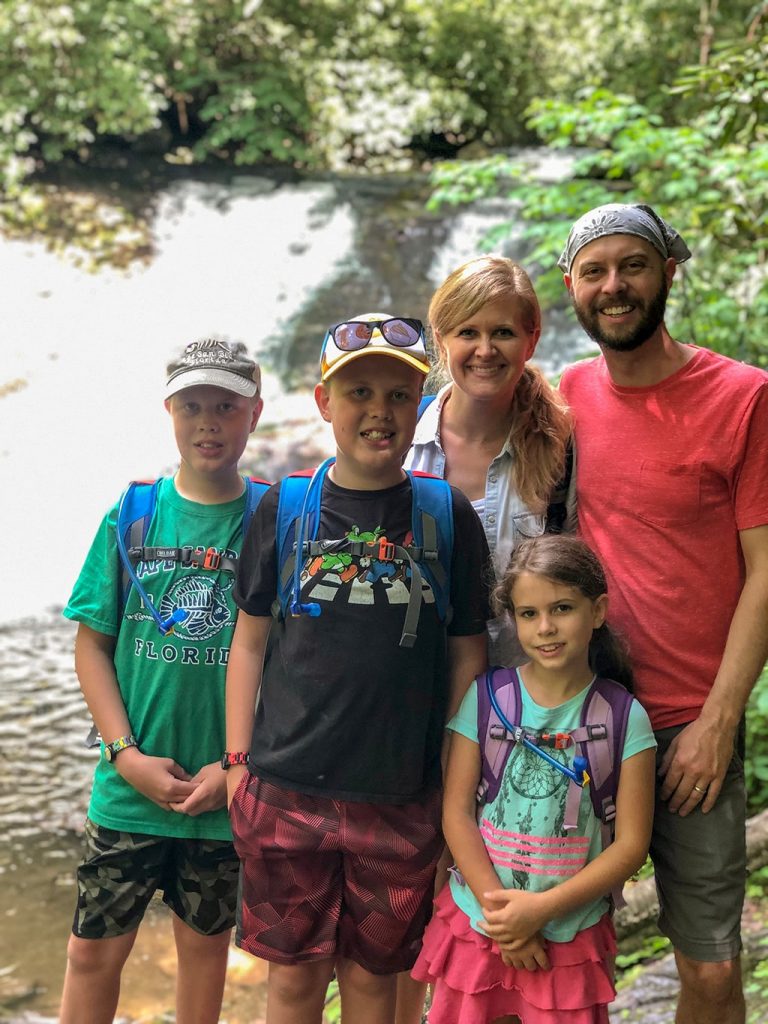 Family Picture at Indian Creek Falls on the Deep Creek Waterfalls Hike