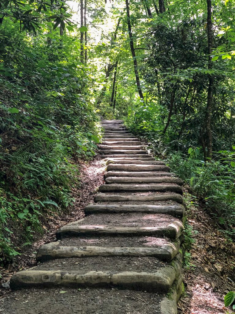 Hiking up from Indian Creek Falls on the Deep Creek Waterfalls Hike