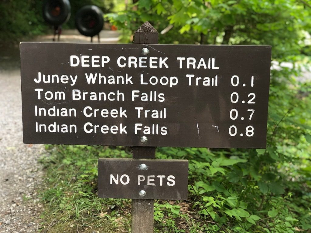 Deep Creek Waterfalls Trailhead sign