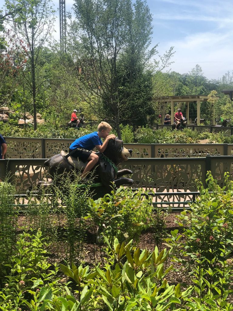 Jack riding the Dollywood Wildwood Grove Bear Ride