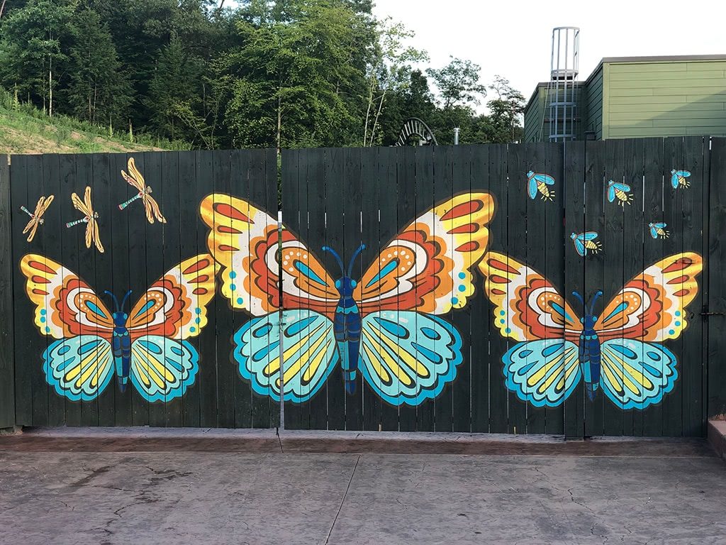 Butterfly Wall at Till & Harvest Restaurant at Dollywood Wildwood Grove