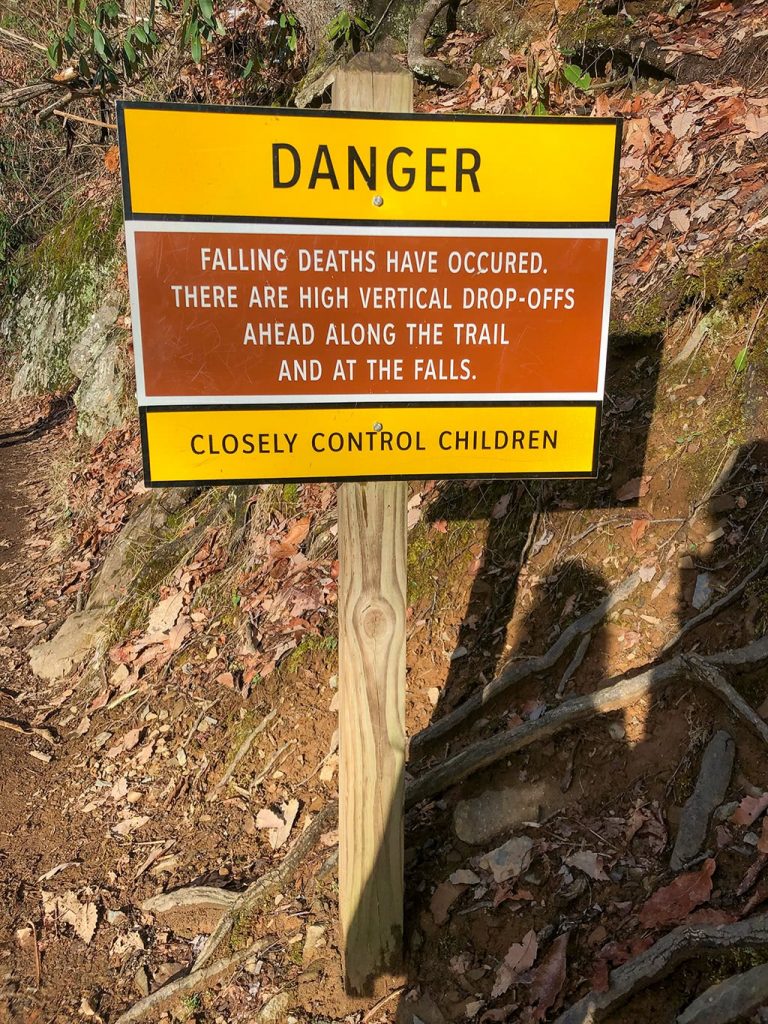 Danger Sign on the Laurel Falls Trail