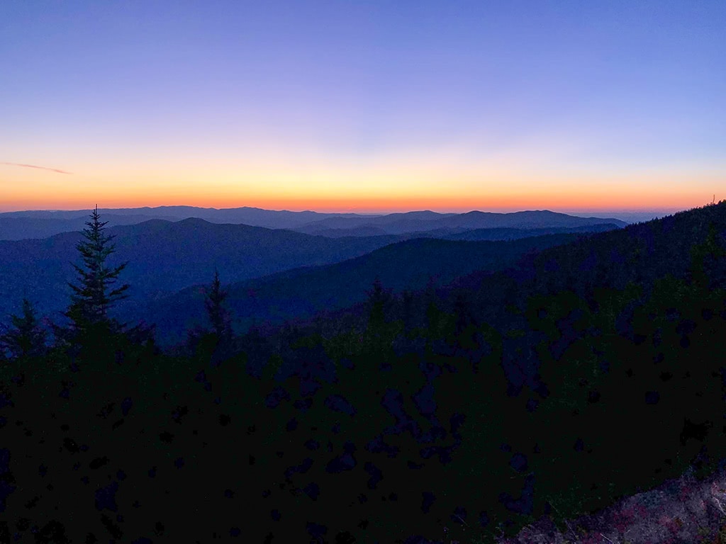 sunset at Clingmans Dome scenic drives in the smoky mountains 
