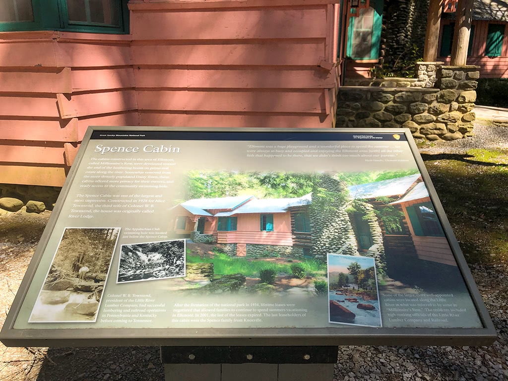 Spence Cabin Sign at Elkmont Campground Smoky Mountains 