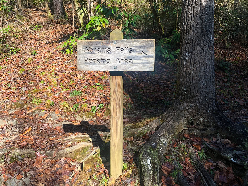 Abrams Falls Trail - Head back - Abrams Falls Parking Lot Sign