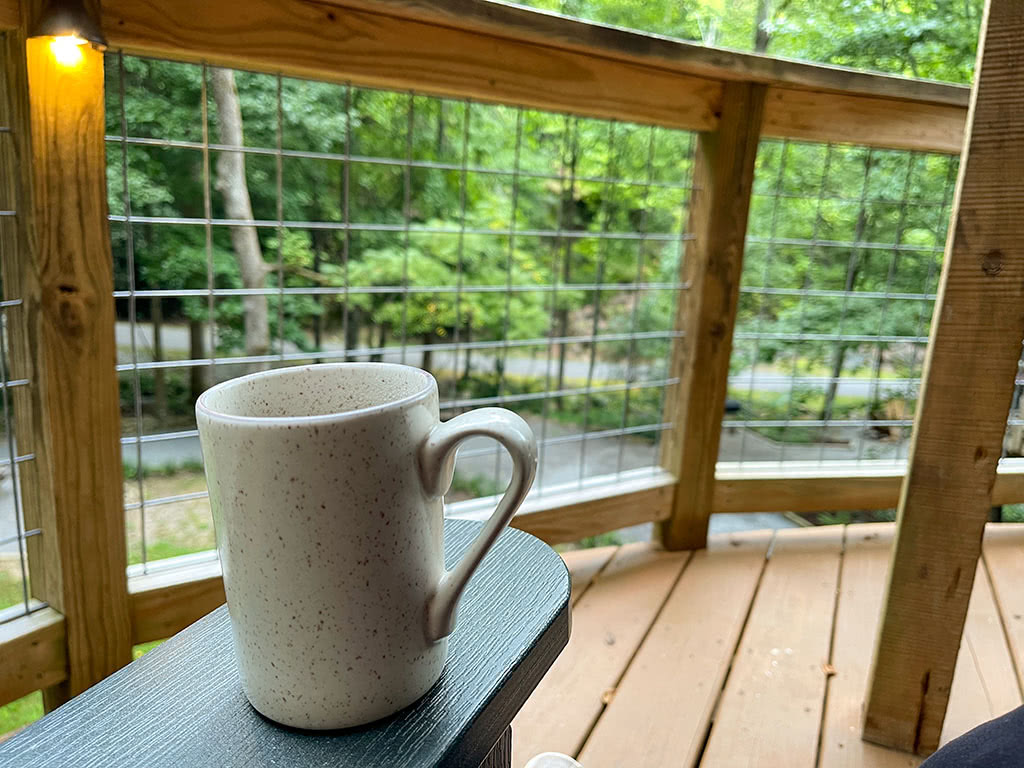 Coffee on the porch Treehouse Grove Gatlinburg