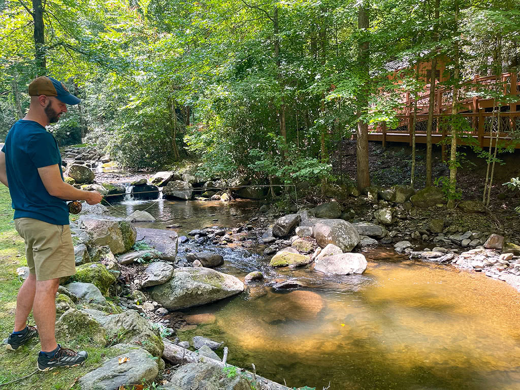 Fly Fishing at Treehouse Grove Gatlinburg