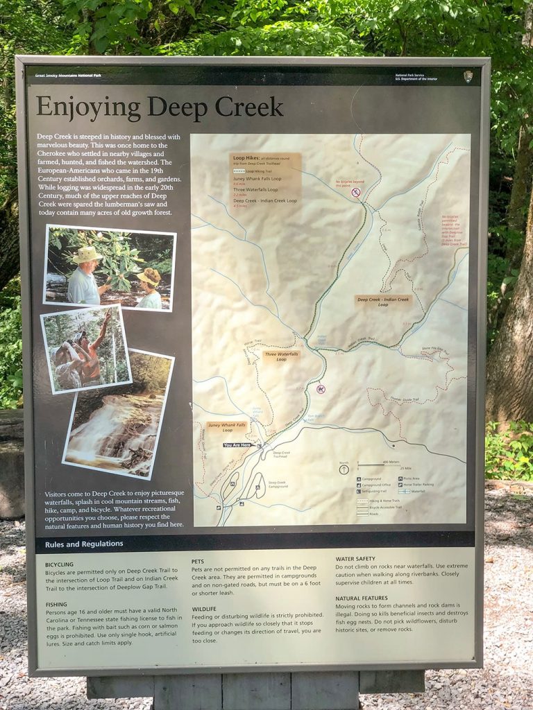 Deep Creek Waterfalls Trail sign