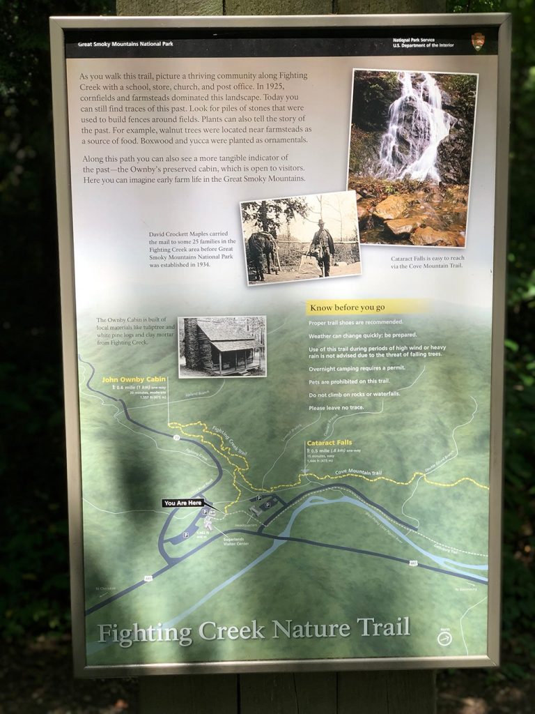 Cataract Falls Smoky Mountains Informational Sign
