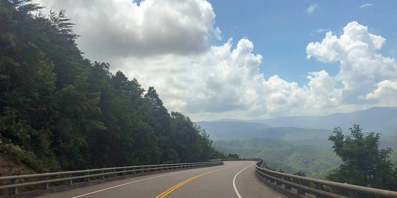 view from one of the scenic drives in the smoky mountains